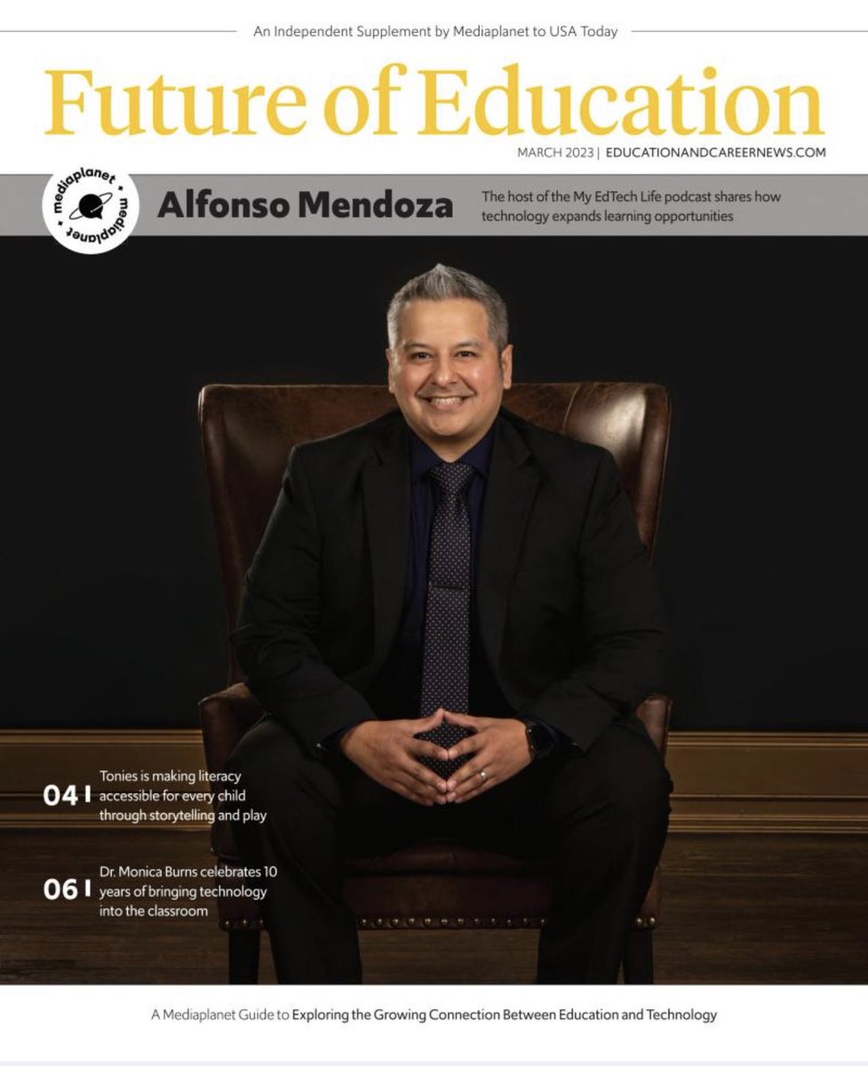MyEdTechLife's tweet image. What an honor to be on the cover of the #FutureofEducation campaign launched by @USATODAY!
issuu.com/mediaplanet_us… via @issuu
#MyEdTechLife #Connect #Learn #Inspire