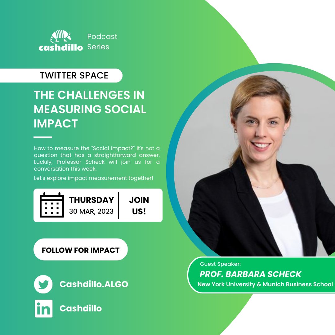 We will have a conversation with Professor Barbara Scheck next week! She is the Professor for Entrepreneurship at Munich Business School and co-founder of the European Center for Social Finance. Join us on Twitter Space!! x.com/i/spaces/1lyxb…