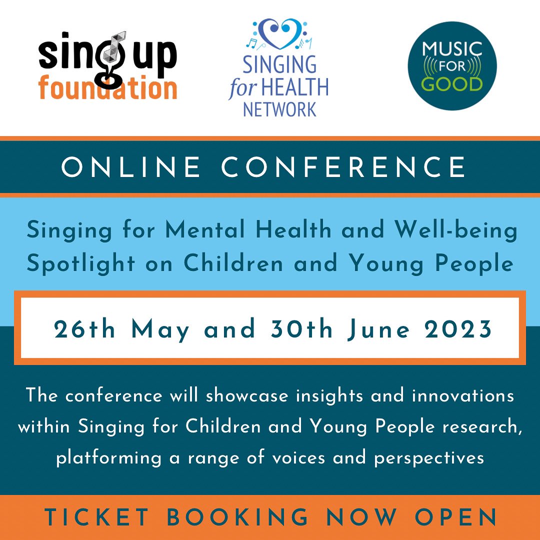Singing for Health Network (@networksinging) on Twitter photo Ticket booking now open for our upcoming Conference in collaboration with <a href="/SingUpFndation/">Sing Up Foundation</a> & <a href="/Musicforgooduk/">Music for Good</a> 🎶 Please click the link for more info & to book singingforhealthnetwork.co.uk/event-details/…
@CHWAlliance @StephenClift <a href="/ICCMYSJ/">ICCM</a> <a href="/TheNCCH/">The National Centre for Creative Health</a> <a href="/ArtsHealthCC/">ArtsHealthCC</a> @ArtsHealthSW Ticket booking now open for our upcoming Conference in collaboration with <a href="/SingUpFndation/">Sing Up Foundation</a> & <a href="/Musicforgooduk/">Music for Good</a> 🎶 Please click the link for more info & to book singingforhealthnetwork.co.uk/event-details/…
@CHWAlliance @StephenClift <a href="/ICCMYSJ/">ICCM</a> <a href="/TheNCCH/">The National Centre for Creative Health</a> <a href="/ArtsHealthCC/">ArtsHealthCC</a> @ArtsHealthSW