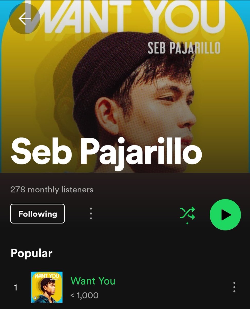 SebbiesOfficial's tweet photo. "Want You" just hit 1K Streams on Spotify!🥳✨️

#sebpajarillo
#wantyou
#gmaplaylist https://t.co/S1TredBlZp