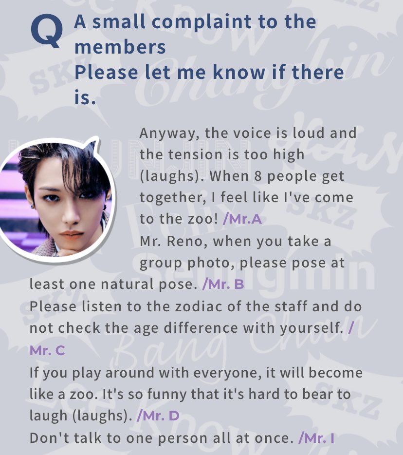 iskzlove's tweet photo. — Pequeñas quejas del Staff de Skz hacía ellos (Hilo);
• "Por favor, no ande preguntando al personal por sus signos del zodiaco chino y verificando su diferencia de edad con nosotros" por Staff C
• LeeKnow, por favor haga al menos una pose natural cuando tome una foto grupal + https://t.co/3gaQ2Mq53C
