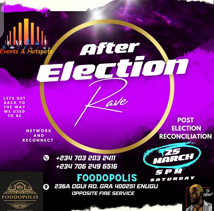 RT @EventsHotspots: Just 1 day to the GREATEST After Election Rave this side of the Niger. https://t.co/oKg2c80Q8l