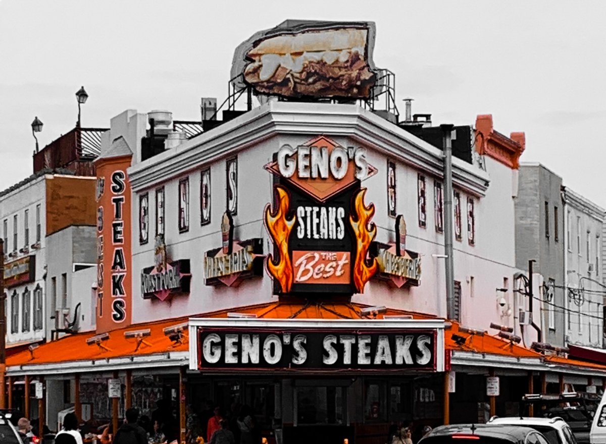 foundingforward's tweet photo. It's #NationalCheesesteakDay! Our last #HistoryEncounters group grabbed lunch at the famous @GenosSteaks during their tour of Philly. What is your go-to cheesesteak shop?
#Philly #WhizWithout https://t.co/8Lc8V0O2J4