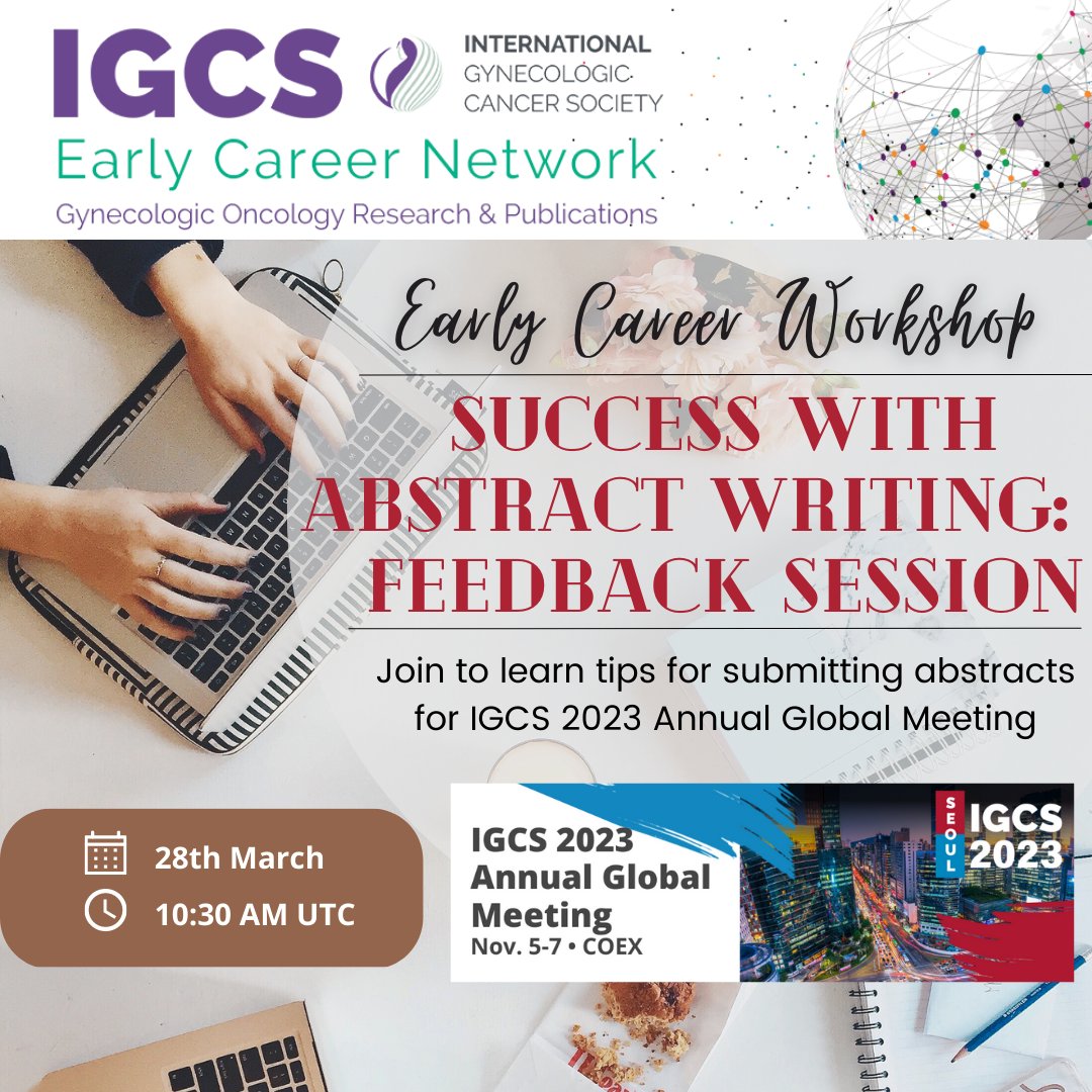 IJGConline's tweet image. 📜Submitting your #abstract for #IGCS2023? 
⬆️Increase your chances for acceptance by attending our Early Career #workshop for tips on abstract #writing✍🏻

Registration is 🆓 but mandatory 
@ bit.ly/42EVUC4

@IGCSociety @Bhandoria @FlorenciaNoll