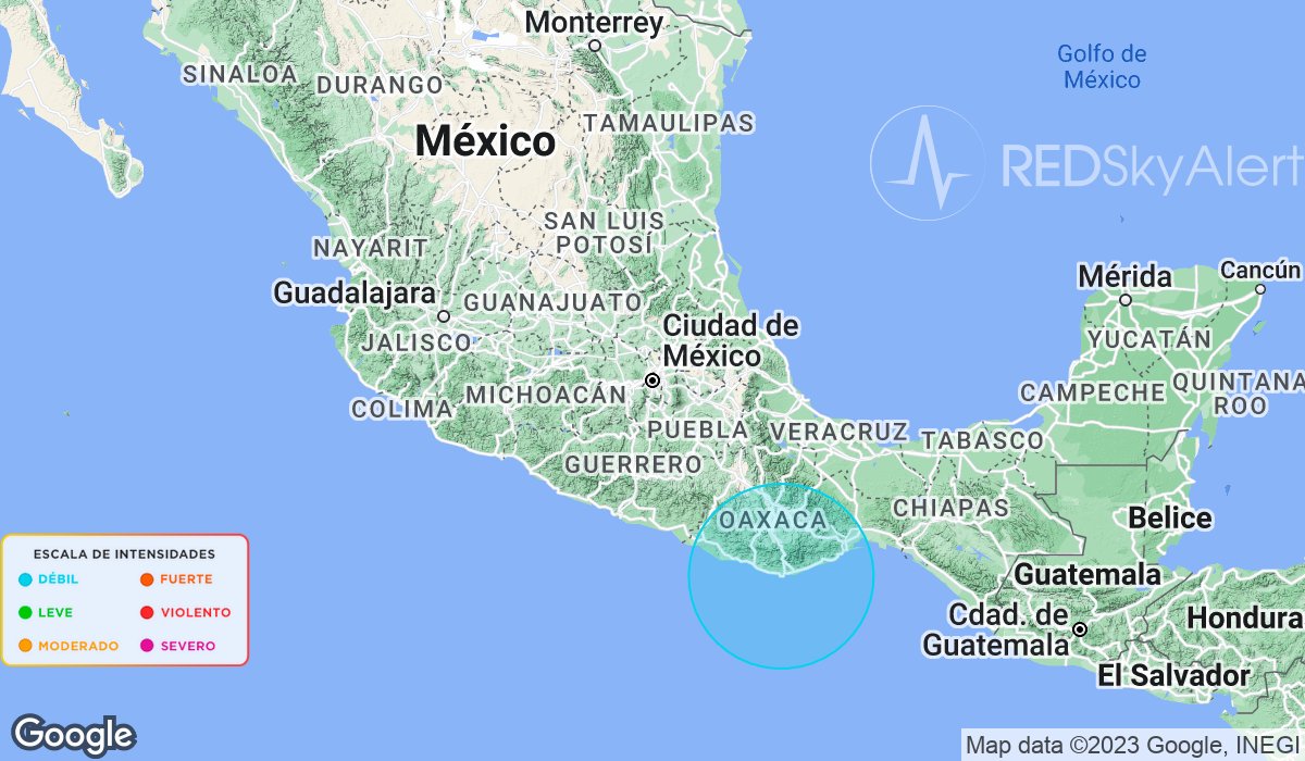 #SismoDetectado a las 08:41 h por <a href="/REDSkyAlert/">REDSkyAlert</a> con intensidad “DÉBIL” en Pochutla, Oax.

No recibiste alerta si tu ubicación se encuentra fuera de los radios de alertamiento.

#LaAlertaConfiable