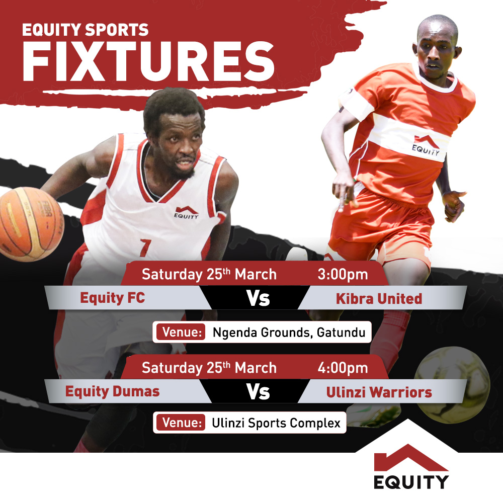 Equity Bank Kenya (@KeEquityBank) on Twitter photo 2023-03-25 06:00:00 Mafans tunawapea form ya Sato! The Equity Men #Basketball and #Football teams will be in action against Ulinzi Warriors and Kibra United respectively. Tupatane ground to cheer on the teams. #EquitySports Mafans tunawapea form ya Sato! The Equity Men #Basketball and #Football teams will be in action against Ulinzi Warriors and Kibra United respectively. Tupatane ground to cheer on the teams. #EquitySports