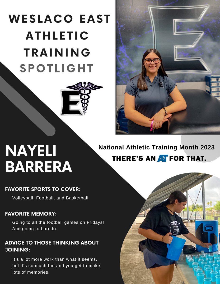 ⚪️STUDENT TRAINER SHOUTOUT!⚪️

Our fifth shoutout goes to Miss Nayeli Barrera! She's a Junior and has been a vital part of our program for 2 years. Thank you Nayeli, for helping our athletes on the court, on the field, and everywhere they may be!

#NATM2023
#TheresAnATForThat