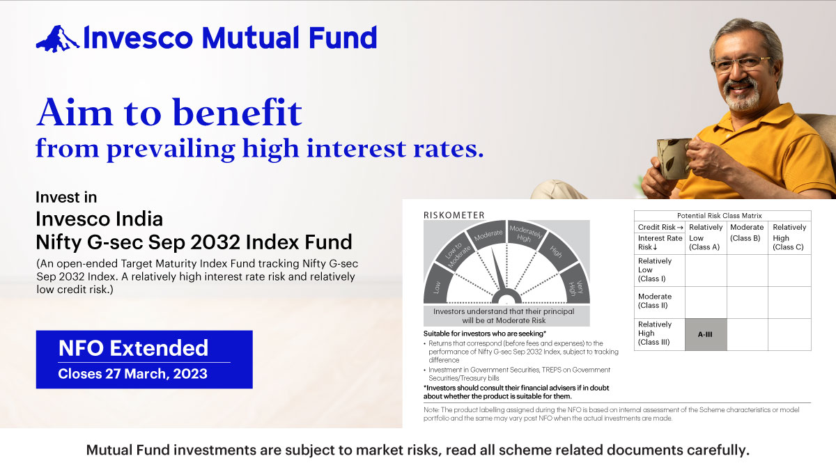 invescoindia's tweet photo. #Invest today in Invesco India Nifty G-sec Sep 2032 Index Fund
NFO Extended!
NFO closes on 27th March 2023
Know more: https://t.co/mBZtbit1H3
Invest Now: https://t.co/6PoHKPbE6y
#NFO Alert๐ฃ
#TargetMaturity #GSec #debt #InvescoMF https://t.co/xLxp2cO9ql