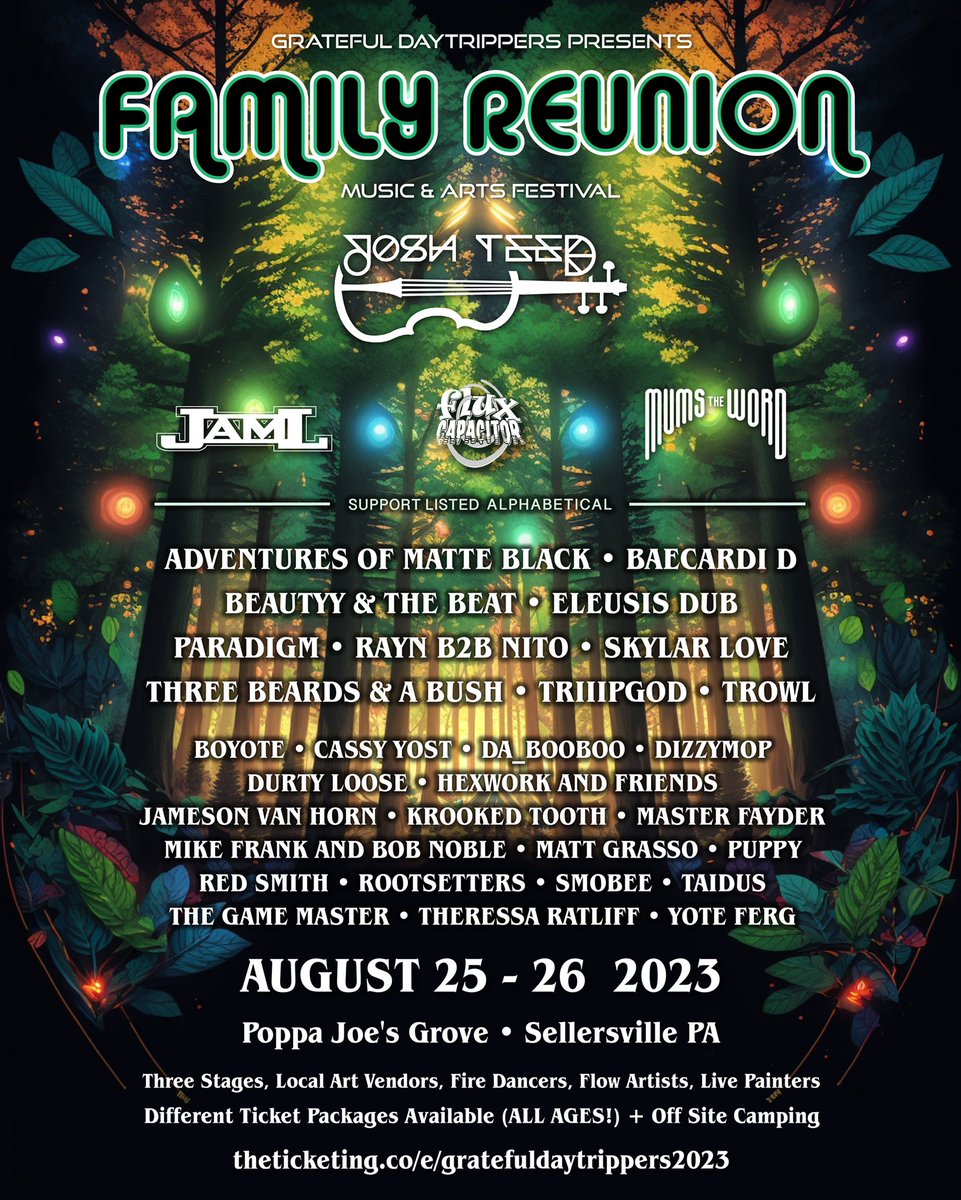 da_BooBoo2's tweet image. Beyond excited for this years Grateful Daytrippers Family Reunion and to be part of this ridiculously amazing lineup. HOLY SHIT!!!! Look at it. Two days of pure bliss. Tickets ➡️➡️ linktr.ee/da_BooBoo2 ☠️🔥