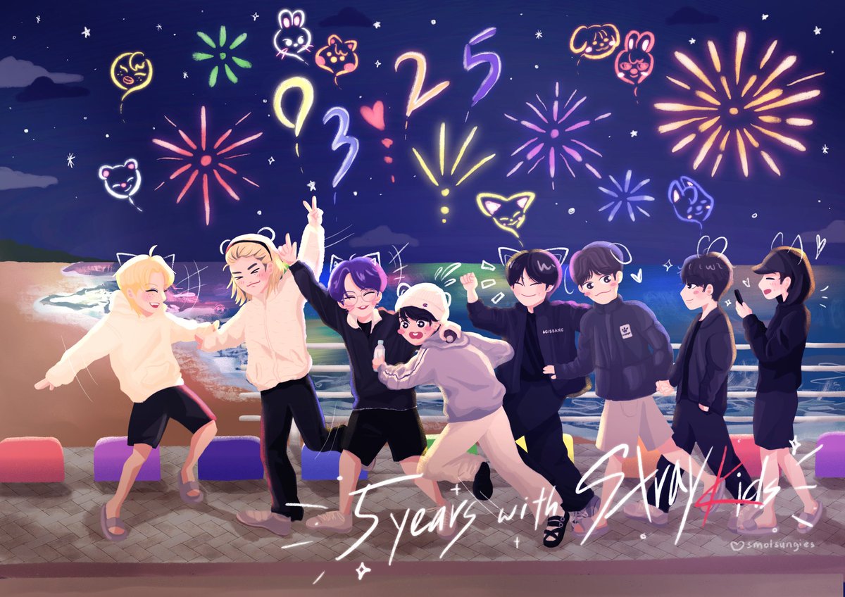 smolsungies's tweet photo. happy 5 years to the 8 precious kids who bring so much color to my life, lets walk and step out together til infinity and beyond🎆✨️ @Stray_Kids

#나침반이_가리킨_스키즈_5주년
#OurNeverEndingSKZ
#StrayKids5thAnniversary https://t.co/v2sCOBs2CP