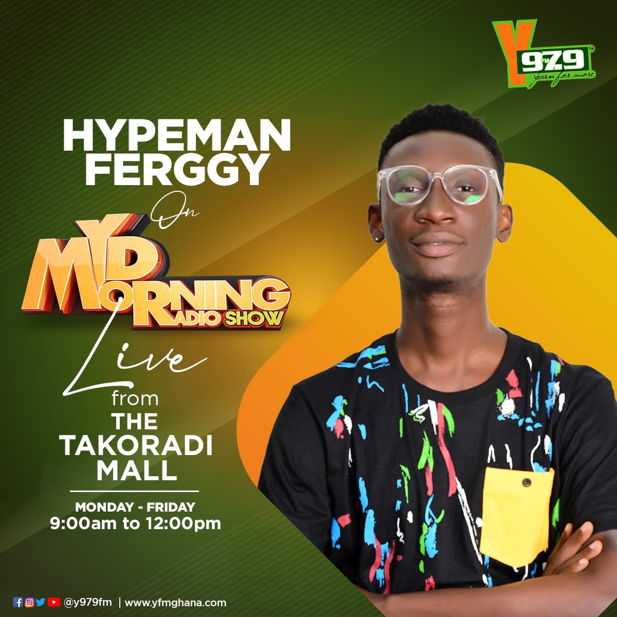 We thank you <a href="/PKtheKingsman/">🎤 Mic Prof 🎤</a> for your service to humanity on 
<a href="/Y979FM/">YFM Takoradi</a> 🌎📻📻🌎

it’s now your turn to burn <a href="/HypemanFerggy/">FERGGY 🎤</a> takes over the airwaves with your favorite #MidmorningShow <a href="/Y979FM/">YFM Takoradi</a> 
From Monday 2 Friday 🥂

9am to 12pm 👍