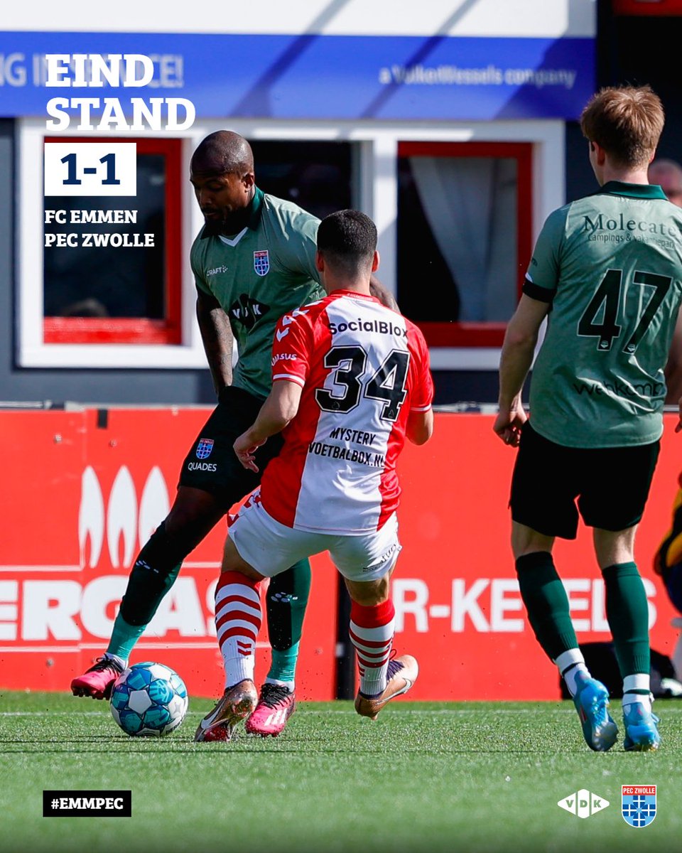 PECZwolle's tweet photo. AFGELOPEN | PEC Zwolle speelt met 1-1 gelijk op bezoek bij FC Emmen. Met het resultaat zullen de Blauwvingers niet tevreden zijn, het spel daarentegen was bij vlagen meer dan prima.

#emmpec #peczwolle #desespereertnimmer https://t.co/OEoZ6yVxSG