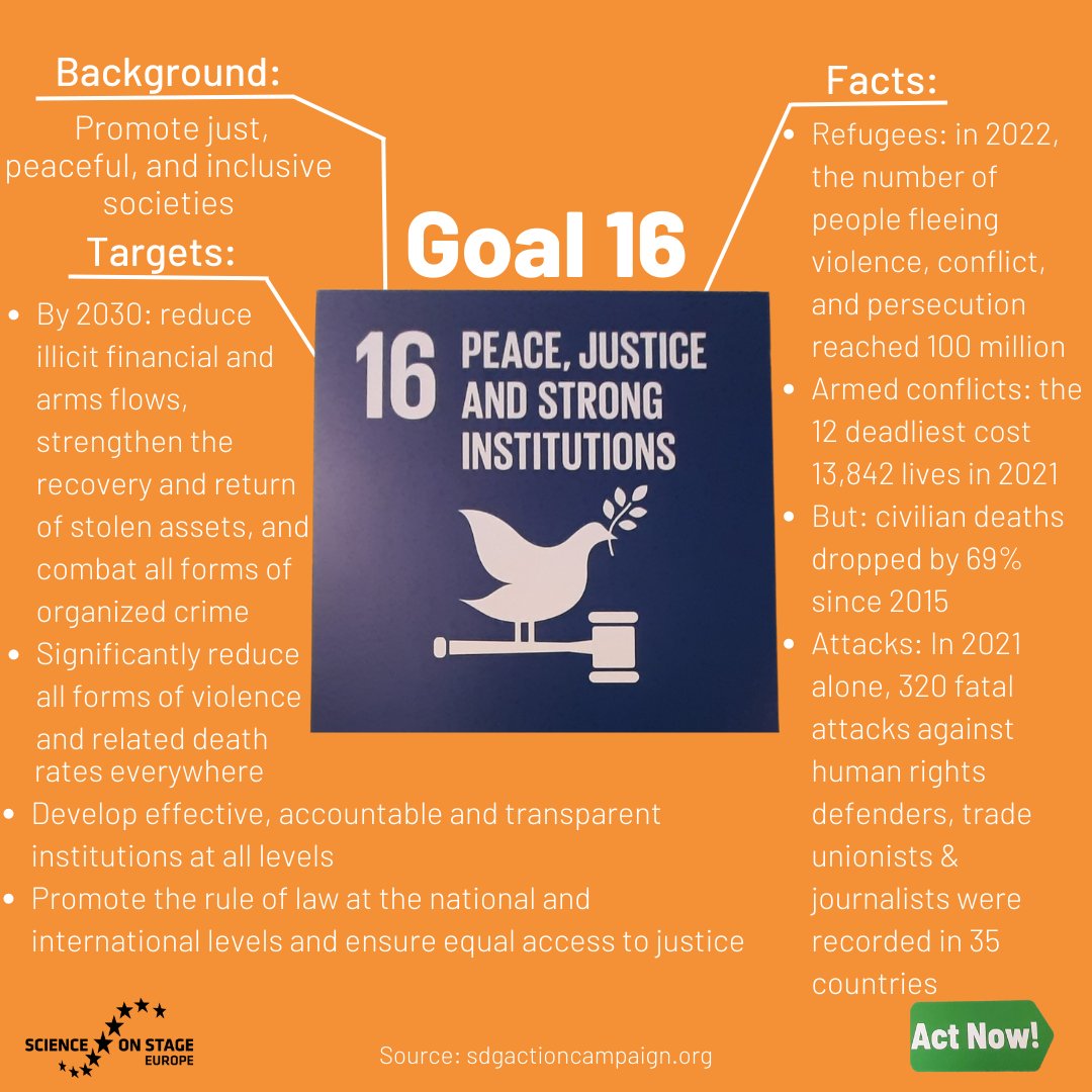 ScienceonStage's tweet photo. We are almost done with presenting all 17 #goalsforsustainabledevelopment. Today it is all about goals 13 to 16. You can apply for our competition, the Future League, with your teaching idea on one or more of these goals. All info: https://t.co/8tLnN1sxGx #sdginstem #SDGs #STEM https://t.co/aiAApysvzR