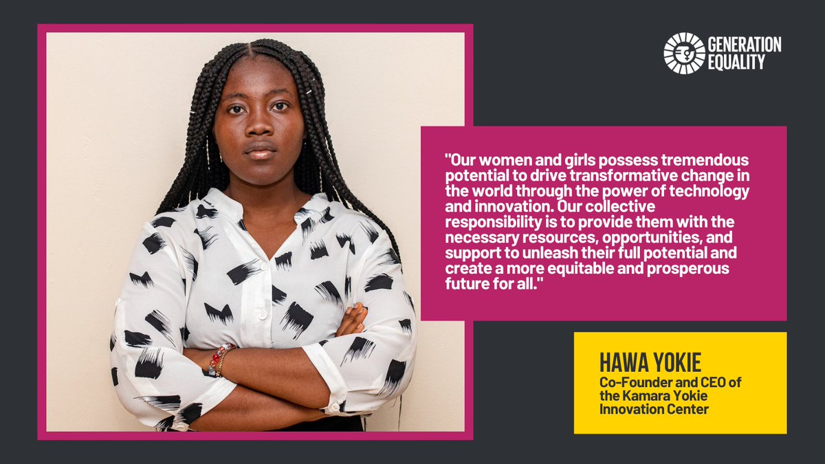 UNWOMEN4Youth's tweet photo. Alison and Hawa's insights show us that technology can provide us with new decision-making spaces and empower women and girls to drive transformative change. #CSW67 #Youth4CSW #GenerationEquality https://t.co/vtuIzoJff2