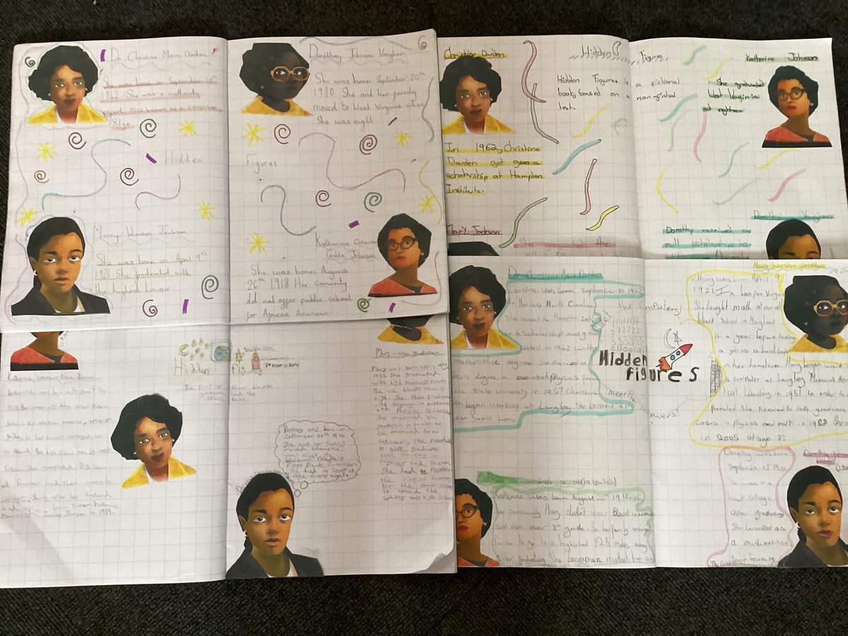 OWPS_sharks's tweet photo. Earlier today, we created fabulous double-page spreads about the trail-blazing women in Hidden Figures to signpost the end of our reading sessions based on the text. #inspirationalwomen #owpsreading #owpshistory #owpsSTEM https://t.co/a74QND4MKu