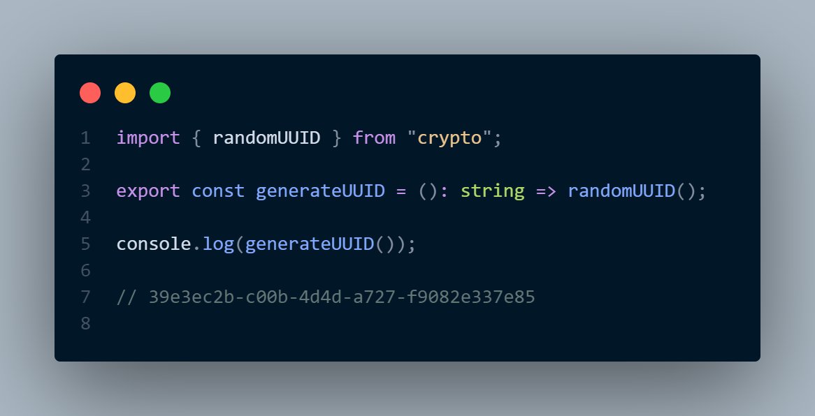 pete_iyke's tweet image. You probably don't need to install a UUID package.
This can do from node v 15xx.
#javascript #typescript #uuid #nodejs
