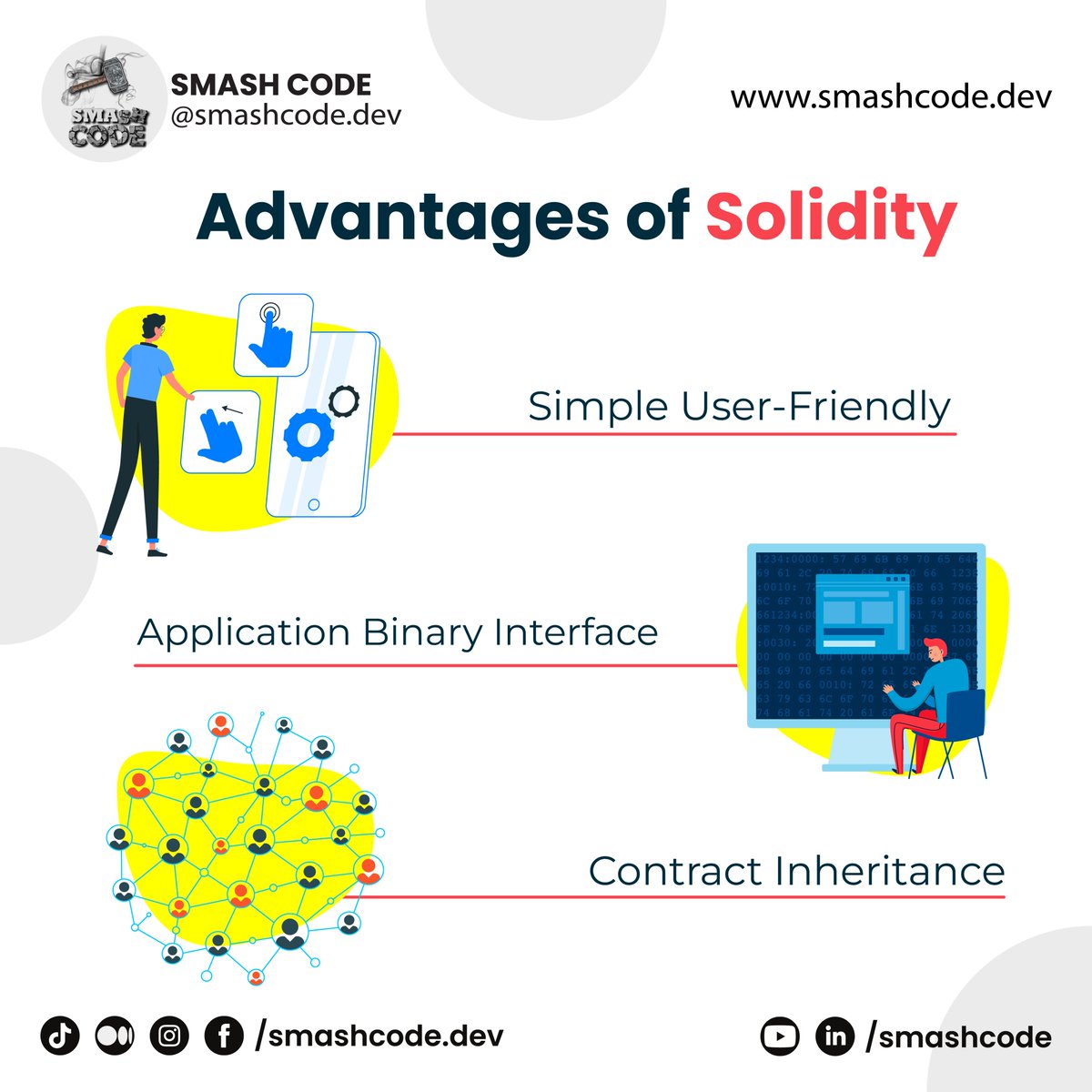 Smashcodedev's tweet image. " Advantages of Solidity "
Web link in the first comment...
#smashcode #letsconnect #soliditydevelopment #solidityprogramming #soliditysmartcontracts #solidityblockchaindevelopment #fullstackdeveloper #onlineearningskill16 #WebDeveloper #WebDesign #webdesigning #onlineearningapp