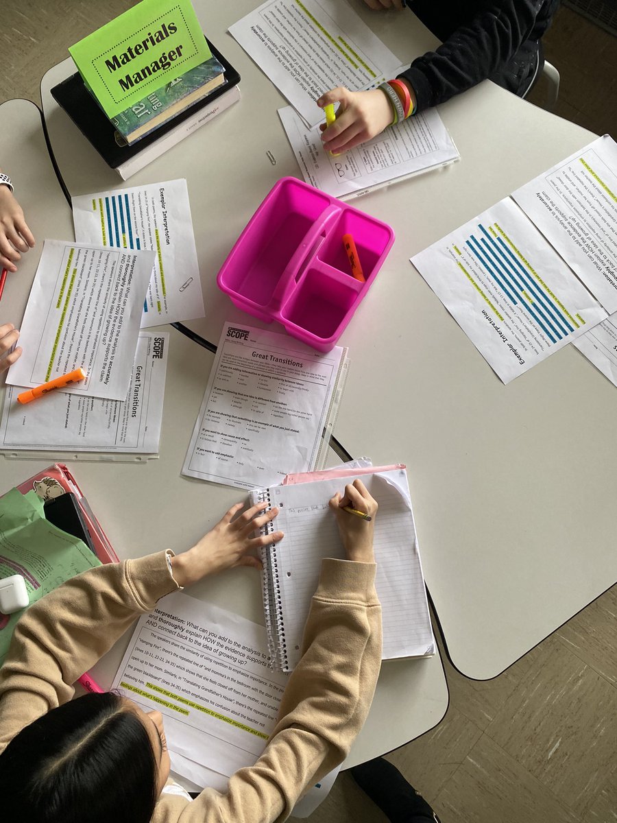 Writing Stations in ELA 8. Working on thesis statements and writing an interpretation. Hard work, but worth it in the end. #wecandohardthings <a href="/BurgerJHS/">Henry V. Burger</a>