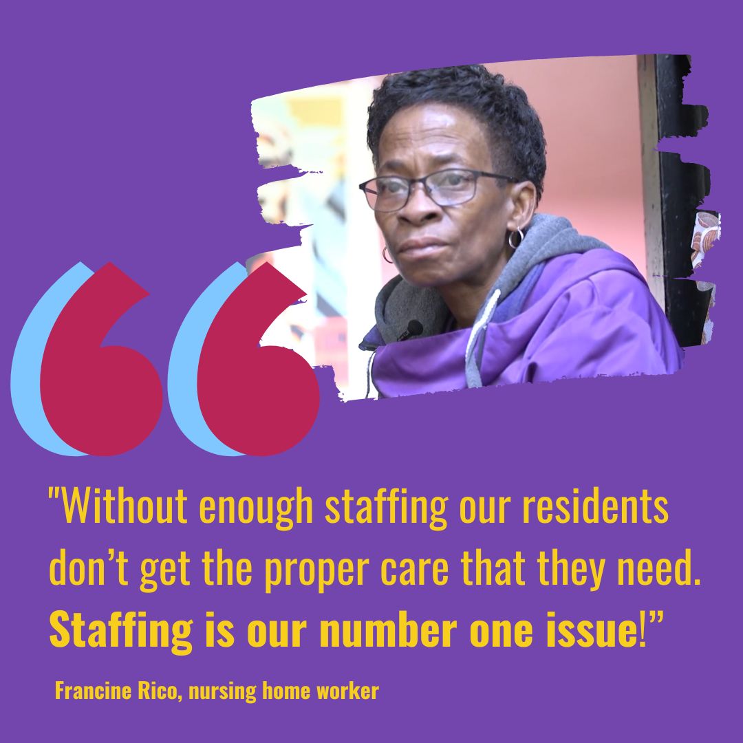 ArnulfoSEIU2015's tweet image. We stand proudly with the Nursing Home workers across the state wielding their collective power to advocate for President Biden's proposed safe staffing rules. #PutCareFirst