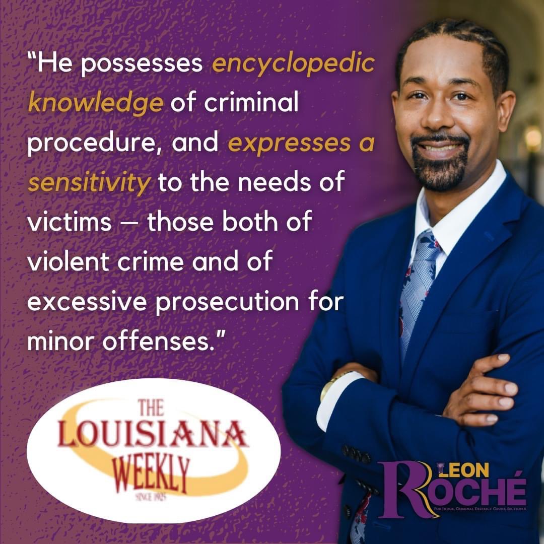 NolaDemocrats's tweet photo. Tomorrow’s Election Day
Vote for our #Nolademocrats 
@LeonRoche4Judge for criminal court Judge https://t.co/RTwRoHT3EM