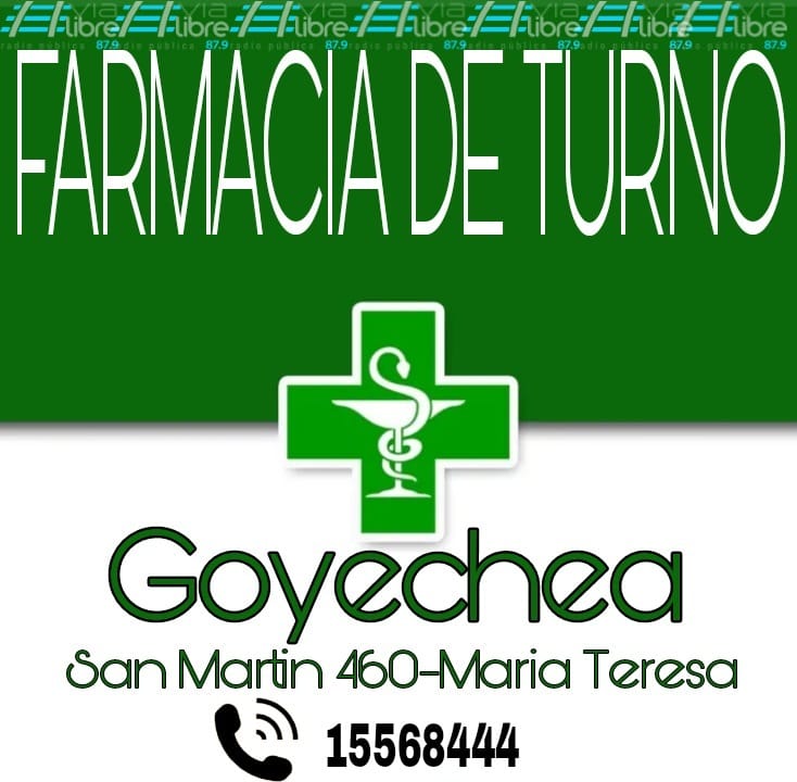 FMViaLibre879's tweet photo. FARMACIA DE TURNO (VIERNES A VIERNES) https://t.co/gNRF70uzOL
