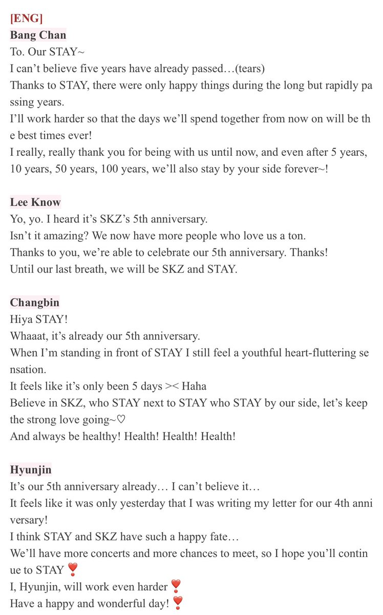 havenfiIm's tweet photo. english translations of skz’s 5th anniversary messages 🥹 https://t.co/OppcgQfyYn