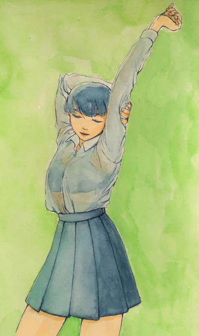 #最近フォローした方は知らない過去作を晒す古の透明水彩時代…透明水彩????と思った貴方様の感覚は正解です私もそう思い始めたのでアクリルガッシュになりました 