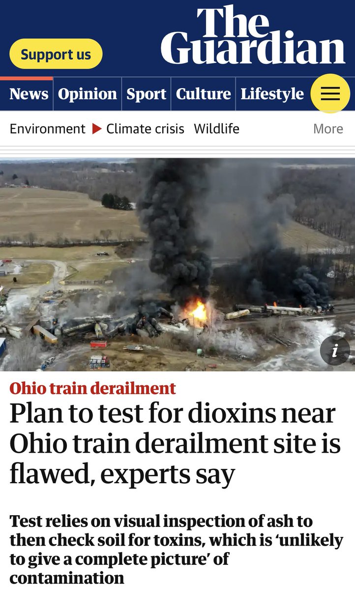crackin516's tweet photo. @EPAMichaelRegan Since @EPA is Cleaning up pollution ✔️ when do you take over dioxins testing in OH and PA? @POTUS
“Testing will only be conducted up to two miles from the accident site when ash has been found up to 20 miles away” and “limits testing to soil, but food is the main exposure route.” https://t.co/jxp85j8O7e