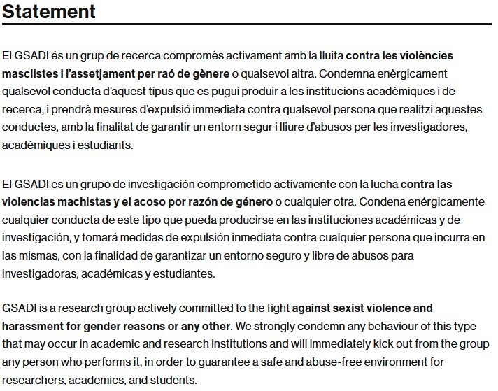 GSADI_UAB's tweet photo. Desde el GSADI publicamos este statement a raíz de las últimas noticias sobre casos de acoso sexual en la UAB (https://t.co/GVSflTjKr0) https://t.co/FYVwqajTBD