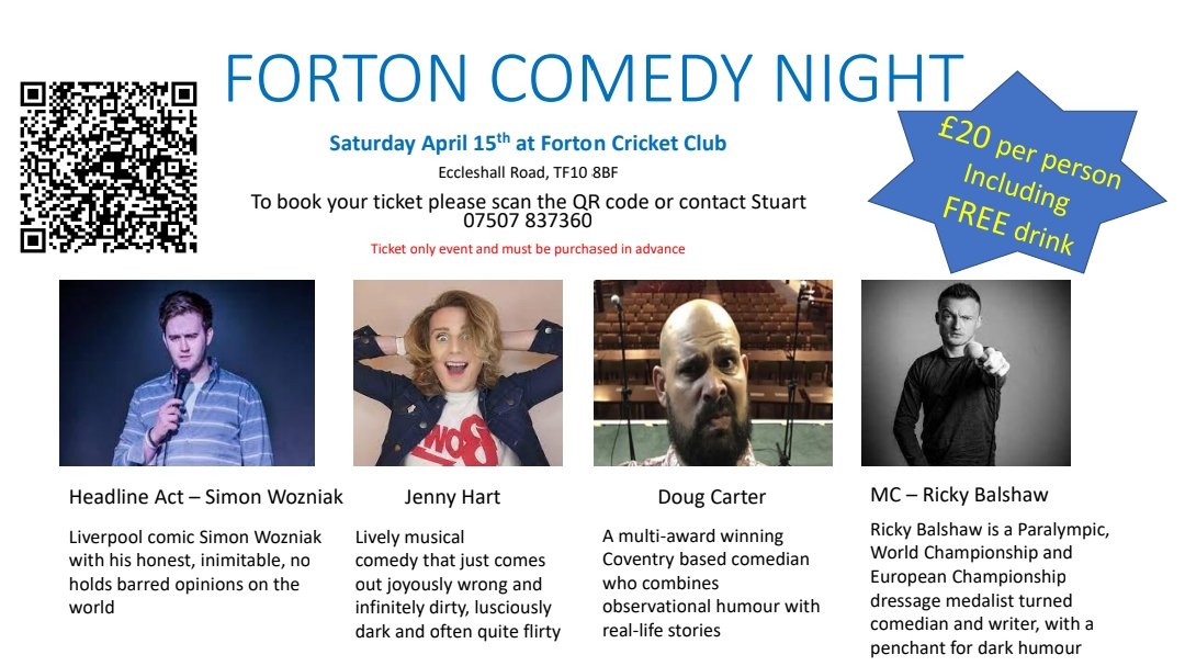 Don't forget to get your tickets!

See you on 15th! 😁

forton-cricket-club.sumupstore.com/product/forton…