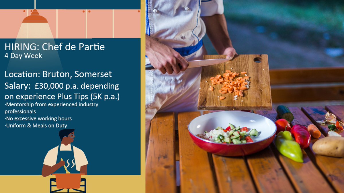 HIRING: Chef de Partie
4 Day Week

Location: Bruton, Somerset

If you are interested in this role or know someone who would be interested and suitable, please head to our website to find out more information:  ttwrecruit.co.uk/job/chef-de-pa…

#TTWRecruitment #chefdepartieroles