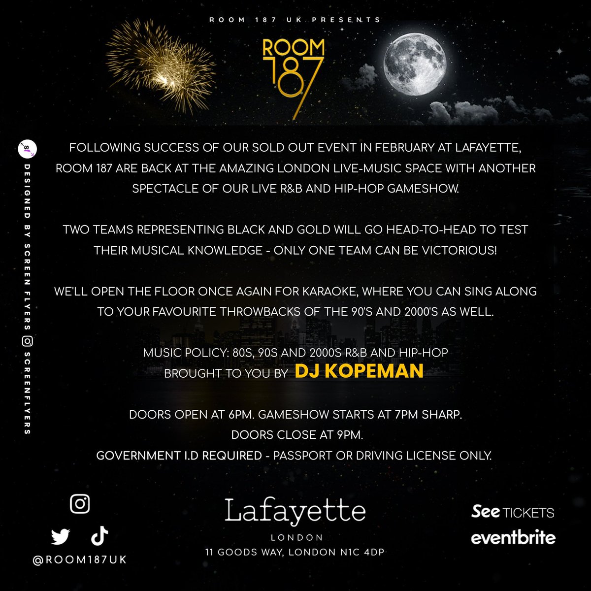 DJKopemanUK's tweet photo. Tickets out @ 7PM‼️ 

ROOM 187 - Old School R&amp;B, Hip Hop and Slow Jams: Gameshow and Karaoke 📍

Buy yours tonight! 🥲

🎟️ https://t.co/miyVjA9pRv https://t.co/6s1G66NkqD