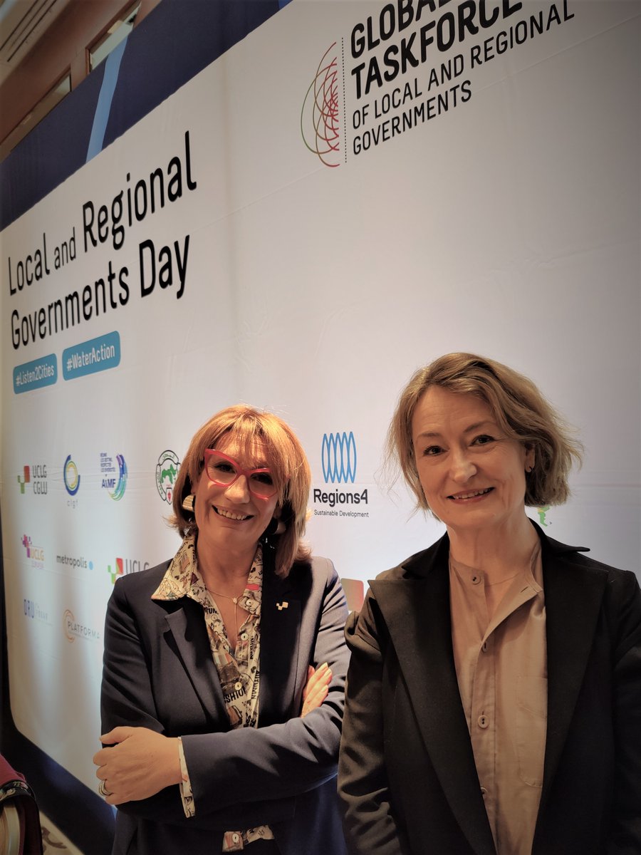#LocalGov are at the frontline, a driving force for human rights to water and sanitation #HRWS. #UNHumanRights and #UCLG are joining forces to support their efforts. Assistant-Secretary-General Brands Kehris with @UCLG_Saiz at UN Water Conference #WaterAction #Listen2Cities