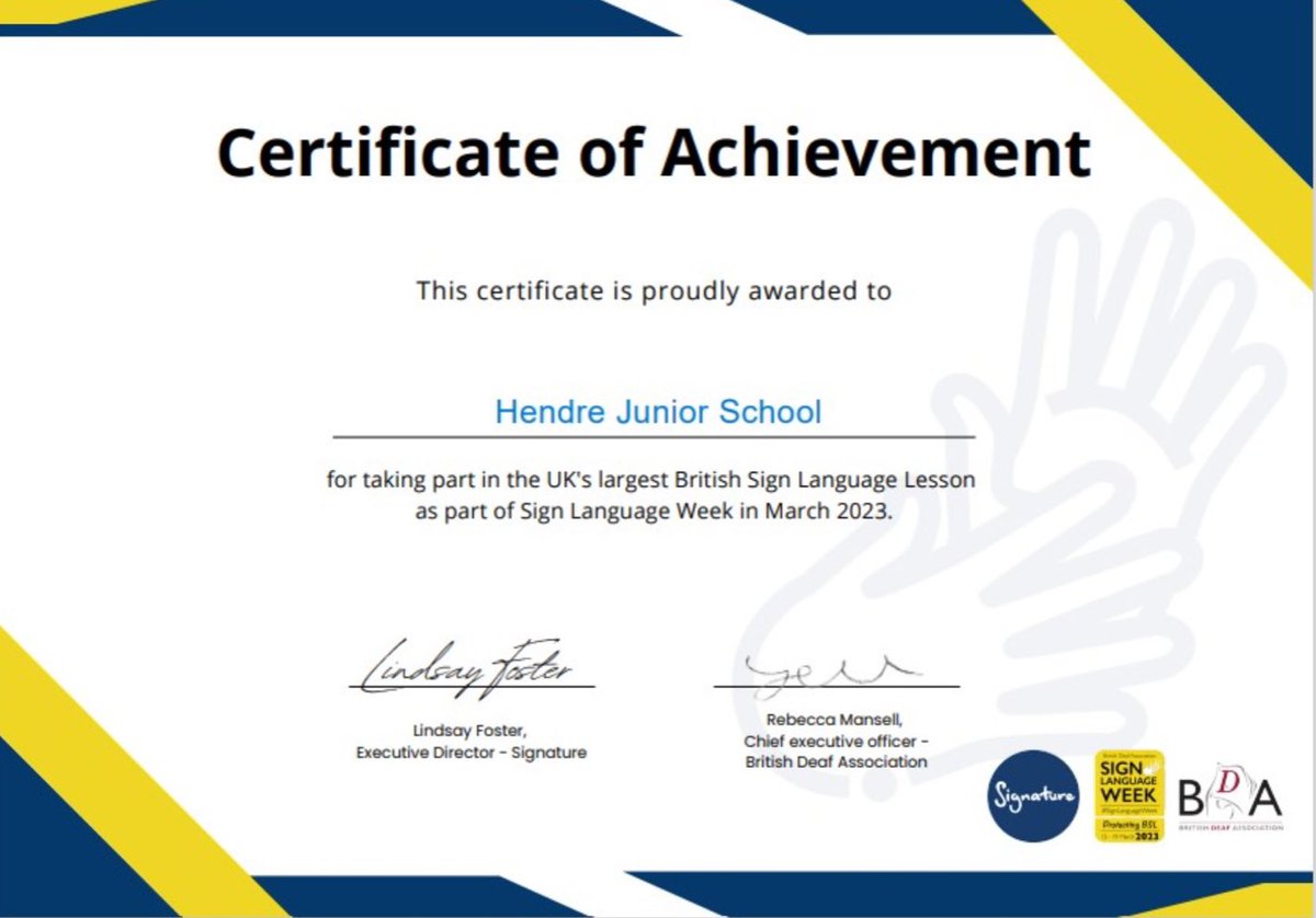 Hendre Juniors π (@hendrejuniors) on Twitter photo We were so proud to be one of the 1,350 schools that took part in this amazing event! <a href="/BDA_Deaf/">British Deaf Association</a> #signlanguageweek #informedcitizens #RRS π€© We were so proud to be one of the 1,350 schools that took part in this amazing event! <a href="/BDA_Deaf/">British Deaf Association</a> #signlanguageweek #informedcitizens #RRS π€©