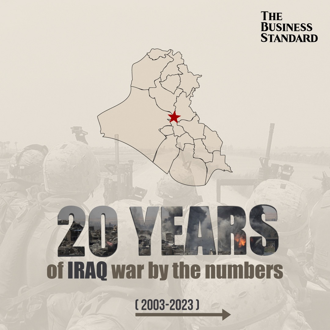 tbsnewsbd's tweet image. 20 years of Iraq war by the numbers (2003-2023)

#Iraq #IraqWar #IraqiFreedom #war #TBSNews
