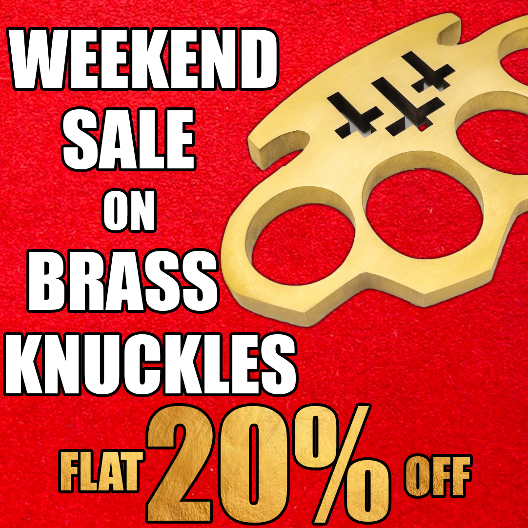 Weekend Sale On Brass Knuckles Get Up To Flat 20% Off

Shop Now: kaswords.com/categories/sel…

#SelfDefense #BrassKnuckle #Batons #StunGuns #TacticalPens #Kubatons #PepperSprays #Handcuffs #PersonalProtection