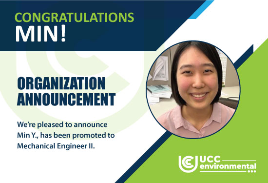 uccenviro's tweet photo. We're excited to announce the promotion of Min Y. to #Mechanicalengineer II. Congratulations Min!

#promote #careergrowth #womenengineers https://t.co/ZWlOseZeyl