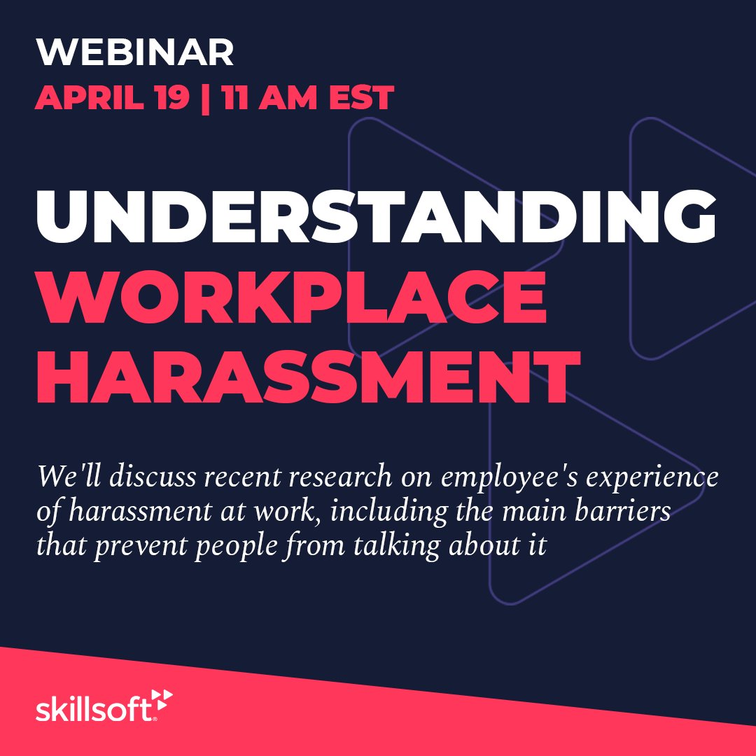 Skillsoft's tweet photo. Join us on April 19th for a webinar hosted by our SVP of Compliance Solutions, and Dr. Sarah Cumbers, Director of Evidence &amp; Insights at @LR_Foundation, where you'll learn how your organization can create a safer workplace environment. 

Register now: https://t.co/CWIbsKVrQa https://t.co/aKeRV3uTXn