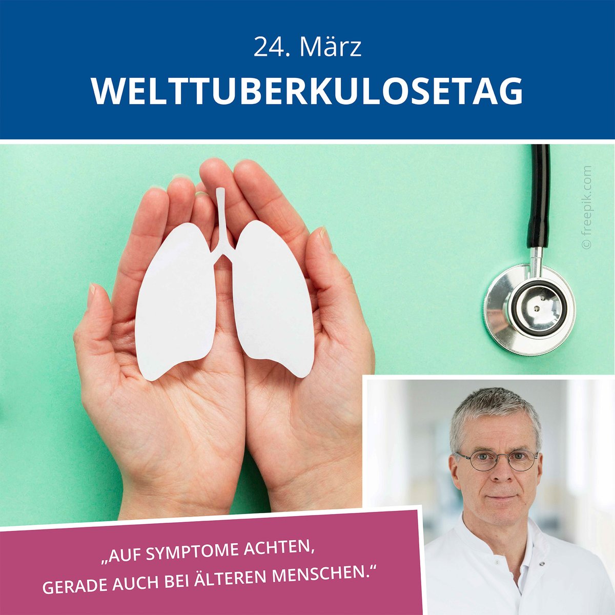 Heute ist #Welttuberkulosetag und unser Chefarzt der #Pneumologie empfiehlt, dass gerade bei älteren Menschen auf die klassischen Symptome geachtet werden soll: anhaltender #Husten, #Auswurf, #Gewichtsverlust, #Fieber und #Nachschweiß.
Mehr 👉🏻 zentralklinik.de/presse-veranst…