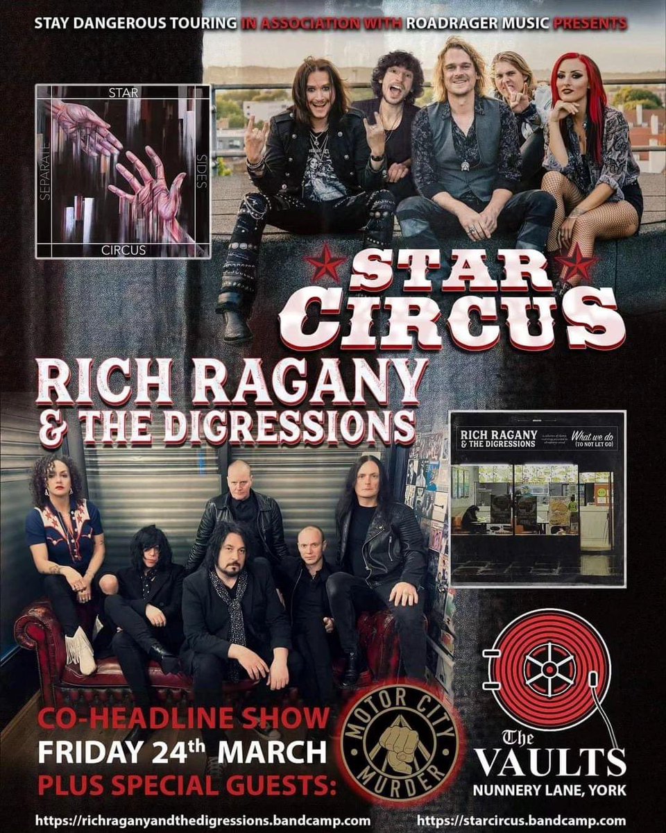 🚨TONIGHT!🚨
 
<a href="/StarCircus_band/">Star Circus</a> and <a href="/RichDigressions/">Rich Ragany and the Digressions</a> at <a href="/TheYorkVaults/">TheYorkVaults</a> with support from <a href="/MotorCityMurder/">Motor City Murder</a>