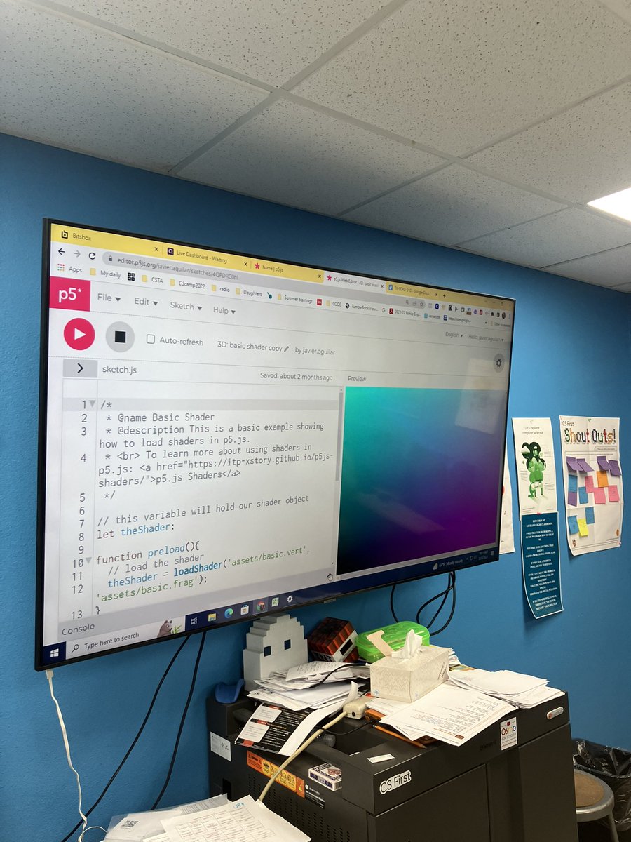 javierfaguilar's tweet image. Our 4th graders @efwmaschool continuing learning debugging, loops &amp;amp; if - then statements with @ProcessingOrg @p5xjs - #javascript  #coding  #TeachCode #equity #diversity #inclusion #confidence  #code #CSforGood #creativity #CSforALL #EveryCanCode #codeisfun  #learning #fun