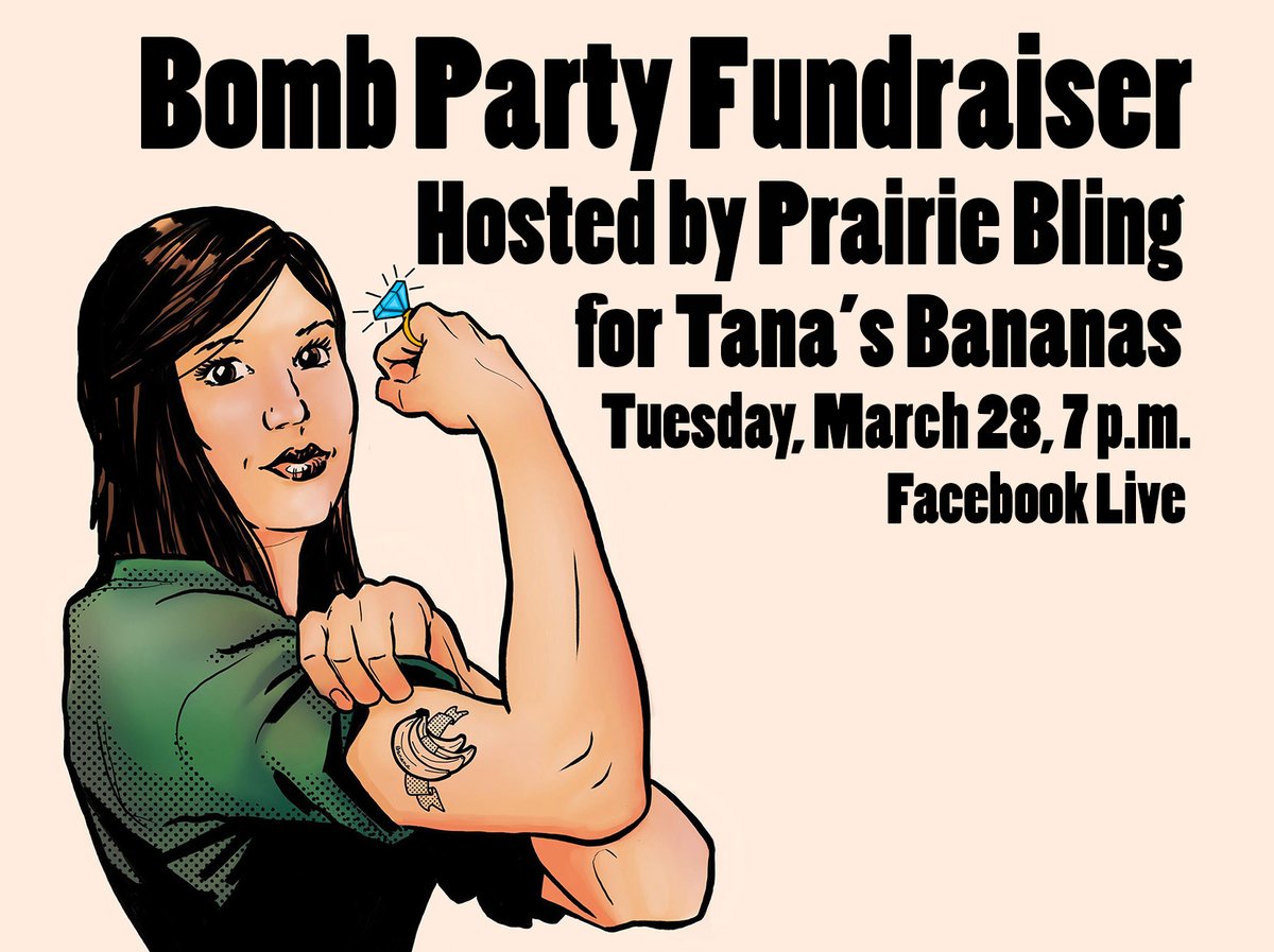 TanaZwart's tweet photo. My MDA #MuscleWalk team is having a super FUNdraiser this coming Tuesday! Ever heard of jewelry reveal parties?? Prairie Bling will be hosting a good ol’ time! Games, prizes and jewelry! Follow Tana's Bananas over on FB for details AND the livestream.  #MDA #TanasBananas https://t.co/ajjwMfHC9H