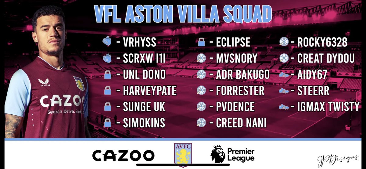 Squad Announcement! 

<a href="/TheVFL_/">VFL</a> 
Aston Villa squad for S55 

GFX- @JP94_OT 🎨