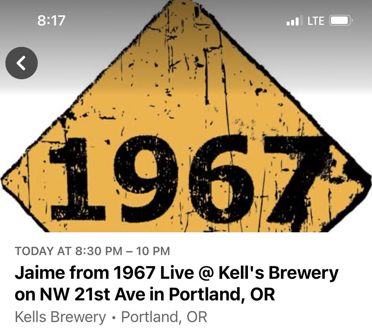 1967band's tweet photo. See you tonight Portland OR. All Ages until 10p. Start 8:30p. @jkrprozack @KellsBrewery https://t.co/5vt1gtNOKV