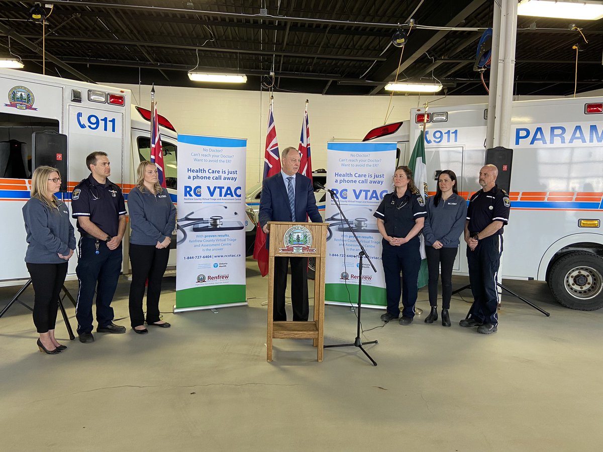 MPP <a href="/JAYakabuski/">John Yakabuski</a> announces the Renfrew County Virtual Triage and Assessment Centre will remain a permanent fixture in the county.

Temporary funding during the pandemic from the province was set to expire March 31. <a href="/ctvottawa/">CTV Ottawa</a>