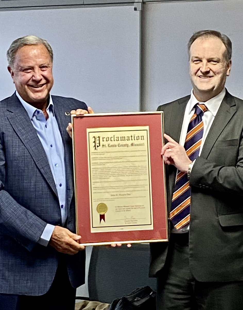 Happy to honor John Maupin for his work as chairman of the @STLCounty Port Authority. John’s leadership increased our region’s global competitiveness and connectivity. Thanks, John, for your service.