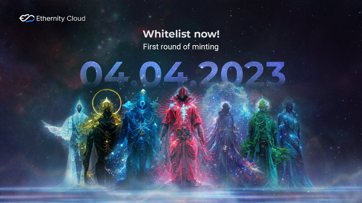 Greetings Etherneals! 

The stars have aligned for the Etherneals NFT first round of minting to take place on 04.04.2023. 

Whitelist now to be part of this extraordinary event. 

Don't miss out, the universe awaits your arrival.

nft.ethernity.cloud/#whitelist 

#EthernealsNFT #NFTs