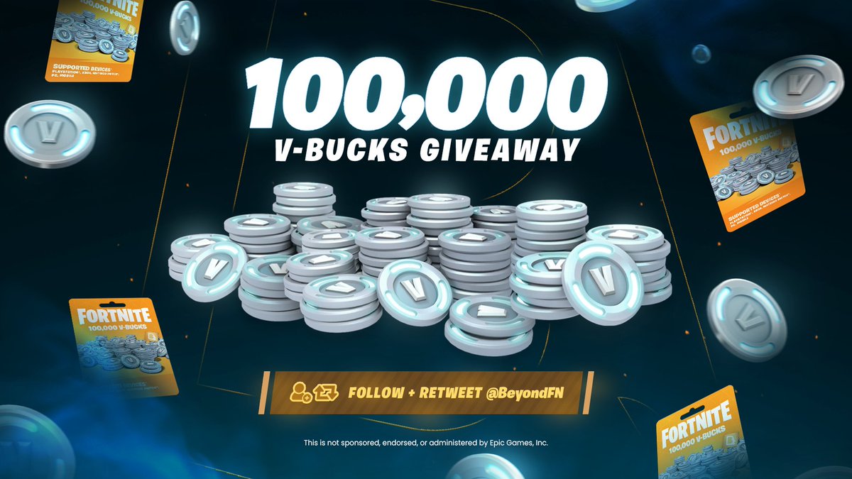 🔥 100,000 V-BUCKS GIVEAWAY | #UEFN Prizes: 🏆 1 Grand Prize Winner of 50K V-Bucks 🥈 10 Winners of 5K V-Bucks Requirements: - Follow @BeyondFN - Retweet This ⏳Ends in 72 Hours Make sure to stick around at @BeyondFN as there might be more giveaways there soon!