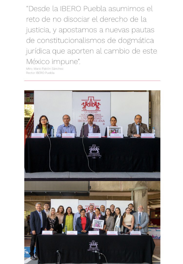 En <a href="/IberoPuebla/">IBERO Puebla</a> celebramos un año de la Clínica Jurídica “Minerva Calderón”, construyendo justicia y acompañando a quienes sufren violencia. Gracias a don Marcos y doña Minerva por compartir testimonio de su búsqueda de verdad y justicia <a href="/JusticiaMinerva/">Minerva Calderon</a>
web.iberopuebla.mx/noticias_y_eve…