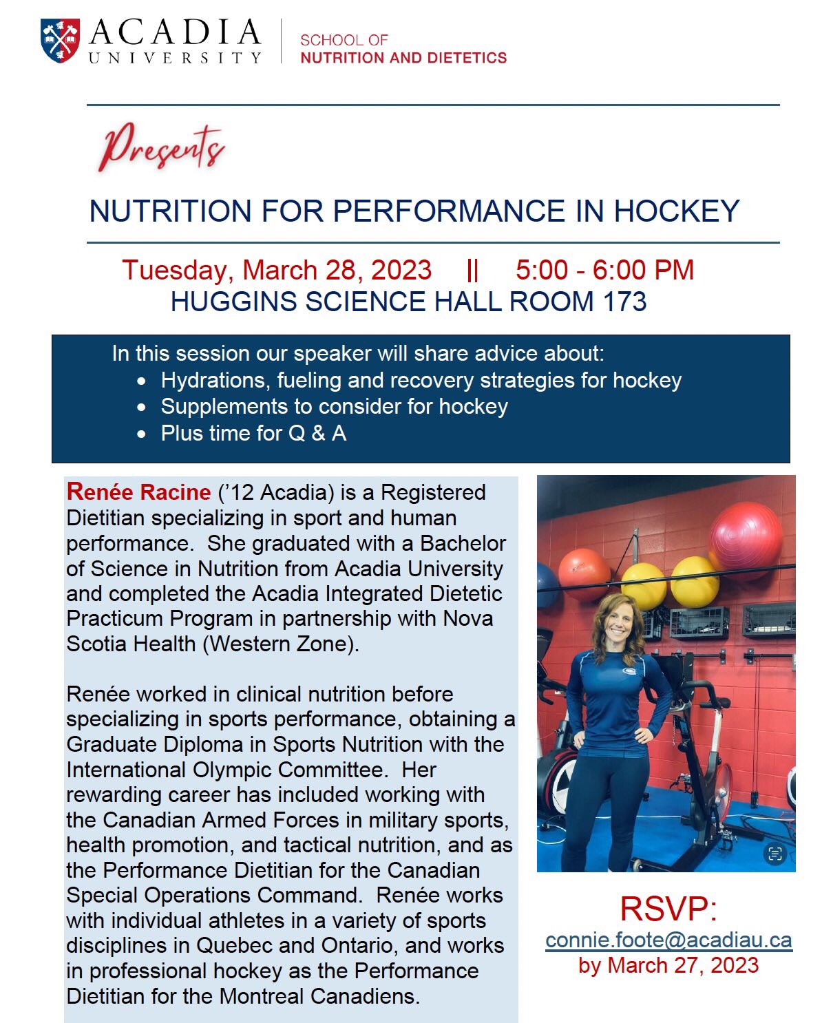 Acadia Nutrition on Twitter "Interested in sports nutrition or hockey